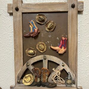 Western Themed Wall Decor  wall hook unique with Boots and Hats magnets
